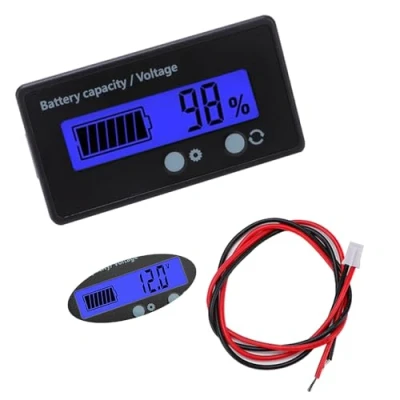 Image de VooGenzek Compteur de Batterie CC, Moniteur Voltmètre Capacité Batterie, Indicateur d&#039;acide Plomb, Écran LCD DC 12V 24V 36V 48V (Lumière Bleu)