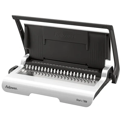 Image de Fellowes Machine à relier pour la maison, Star+ Reliure 21 trous, 150 feuilles, perforation manuelle un usage personnel Blanc/Gris