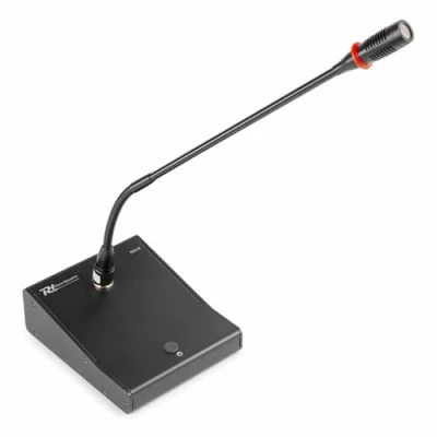 Image de Power Dynamics TM370 Microphone de Table Noir, Micro Conférence XLR, Volume Réglable, Corps Métallique Robuste, Bouton on/Off sur l&#039;avant, Idéal pour Conférences et Réunions