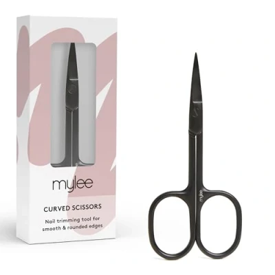 Image de Mylee Ciseaux à ongles bords incurvés Professionnels, élégants, noirs mats, en acier inoxydable, de qualité professionnelle pour une coupe précise et lisse, arrondis