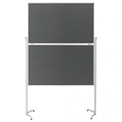 Image de magnetoplan tableau de présentation Pliable Feutre avec pieds rabattables, Roues Pivotantes Roulettes 120 x 150 cm gris