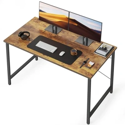 Image de CubiCubi Petit Bureau Simple Informatique 120 * 60 75 cm Table Moderne Gaming Stable Barres X, à Cadre en Acier Robuste pour Travailler, Etudier, Jouer, Chambre, Domicile, Marron