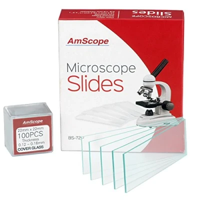 Image de AmScope BS 72P 100S 22 Lot de 72 Lames Vierges pré nettoyées pour Microscope et 100 lamelles carrées x mm