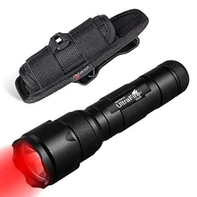 Image de Ultrafire 502B Lampe de Poche Lumière Rouge 630nm Zoomable Torche Tactique LED avec Étui Poche, Chasse à Mise au Point Réglable Pour Vision Nocturne