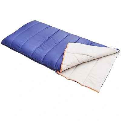 Image de Amazon Basics Rectangulaire Sac de couchage pour le camping et la randonnée par temps froid, léger, bleu