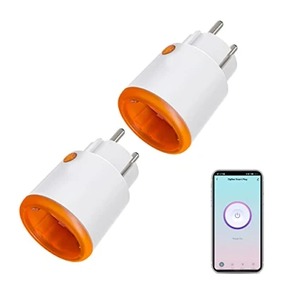 Image de Smart Power Plugs Zigbee Plug avec fonction de mesure et minuterie, contrôle l&#039;application Tuya, notification push, hub requis, prise 16 A, compatible Alexa, Google