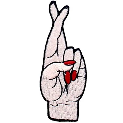 Image de Patch brodé en forme de Bonne chance, Symbole la main, à coudre ou coller avec fer repasser