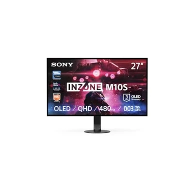 Image de Sony INZONE M10S Ecran PC Gaming 27&quot; OLED QHD: 1440p, 480Hz, 0.03ms GTG, DCI P3 98.5%, G Sync, Adaptive VRR, co développé avec Fnatic, 1300 nits, DisplayPort 2.1 2 x HDMI PC, PS5