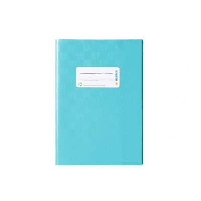 Image de HERMA 7436 Protège cahier A5 en raphia turquoise avec étiquette et structure film polypropylène résistant facile à nettoyer