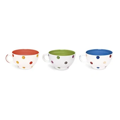 Image de Excelsa 2171326 Tasse à Thé Pois 300 ML Céramique Rouge/Vert/Bleu 9,3 x 8 cm