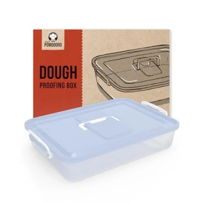 Image de Chef Pomodoro Boîtes de Fermentation pour Pizza et Pain Bac à Pâtons Empilables Boules Pâte avec Couvercles Conservation Poignée transport (Blau, 35,6 x 27,9 cm)