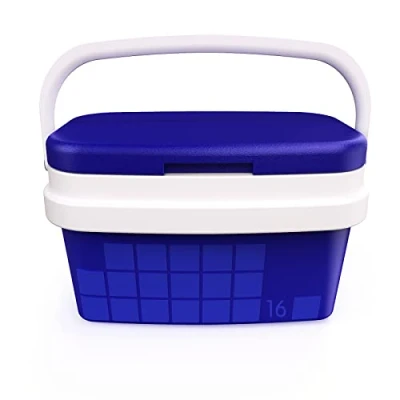 Image de COM FORT HOUSE Réfrigérateur portable avec poignée rigide Porte nourriture pour camping, plage, camping Bleu Capacité 16L