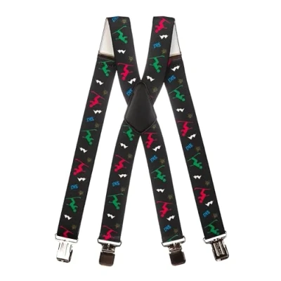 Image de Olata Bretelles en X et Y Ajustables Salopette de Ski (Noir/Multicolore) 4 cm Adulte, Modèle