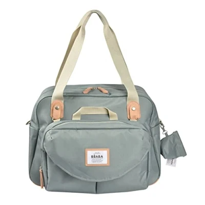 Image de BÉABA, Sac à Langer Genève II, Modulable, Grande contenance, Rangements multiples, Pochette avant amovible, Matelas langer, repas isotherme, Système attache poussettes, Vert sauge