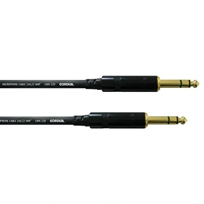 Image de Câble d&#039;instrument 2x jack 6,3 mm REAN stéréo Cordial 1,5 m 1.5 noir 2 x