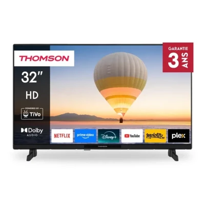 Image de THOMSON TV 32 Pouces HD Smart propulsé par TiVo OS, avec Triple Tuner (DVB T/T2/C/S/S2), Wi FI, Commande vocale, HDR10, Dolby Audio, USB, HDMI 32HT2S35