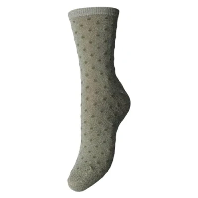 Image de PIECES Pcsebby Glitter Long 1 Pack Pattern Noos Chaussettes pailletées, Détails : Petits Pois en Vert Profond, Taille Unique Femmes