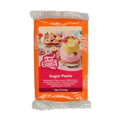 Image de FunCakes Pâte à Sucre Tiger Orange: facile utiliser, lisse, flexible, douce et pliable, parfaite pour la décoration de gâteaux, halal, casher sans gluten. 250 g