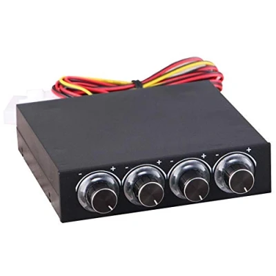 Image de régulateur de Vitesse Ventilateur, température et PC 4 canaux pour Ventilateurs avec LED Bleue, Interface Disquette 3,5 Pouces