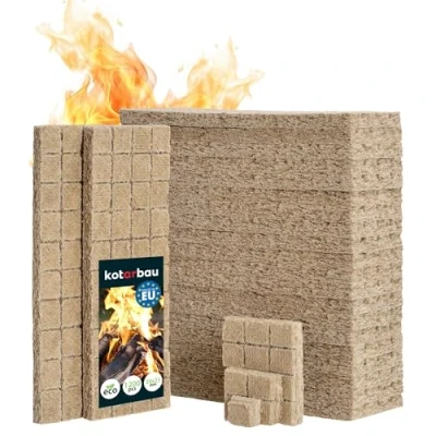 Image de Cubes Allume feu cheminée en laine de bois 1200 pièces pour un allumage rapide dans la cheminée, le gril KOTARBAU®