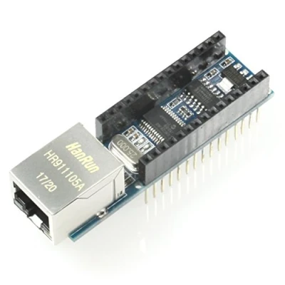 Image de Paradisetronic.com Ethernet Shield, Extension pour Arduino Nano avec ENC28J60, RJ45, par Exemple Applications de Serveur Web, IOT