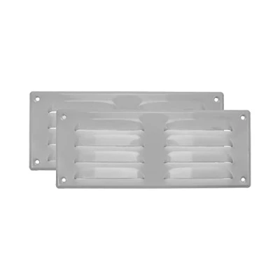 Image de Vent Systems 260 x 105 mm Blanc Lot de 2 grilles d&#039;aération avec grille d&#039;insectes Applications CVC Chauffage, refroidissement et ventilation Housse intérieure extérieure.
