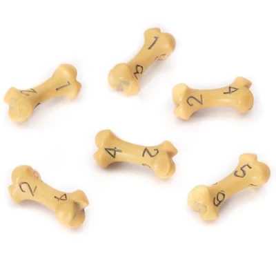 Image de Set de Dés JDR D6 Lot Six 6 Faces Jeu Role à Thème Crâne et Os. Cadeau pour Donjon &amp; Dragon/Dungeons Dragons (DND), Warhammer, D&amp;D, Pathfinder, Magic The Gathering (MTG)(Jaune)
