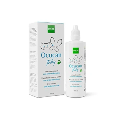 Image de Ocucan Toby Nettoyant Oculaire à l&#039;acide Hyaluronique pour Chiens et Chats. Enlève en Douceur de Façon Naturelle Les Croûtes Saletés. Prévient l&#039;apparition Taches (100 ML)