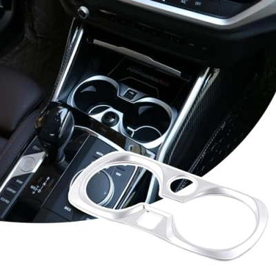 Image de DIYUCAR Cadre décoratif en ABS chromé pour console centrale de voiture G20 G28 325li Série 3 2019 2020 2021 2022 Accessoires (argent)