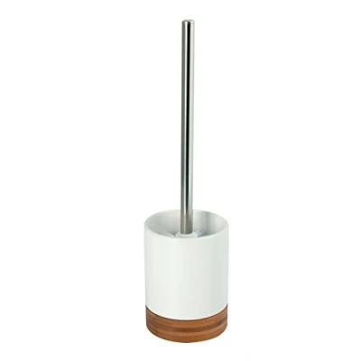 Image de MSV Brosse Wc avec support Ceramique Et Bambou Tallinn Blanc