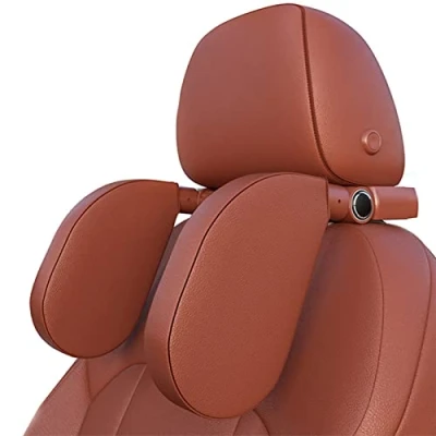 Image de Repose Tete Voiture, Cale Enfant Rotation à 360 Appuie Voiture Réglable avec Mousse Mémoire de Forme Douce pour Enfants et Adultes, Ideal Dormir en Voyage（Marron）