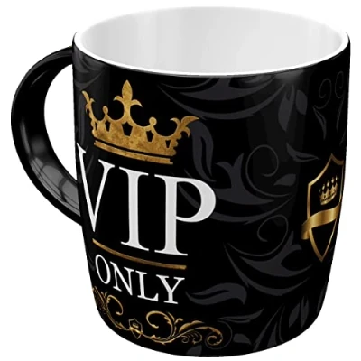 Image de Nostalgic Art Tasse à café rétro, VIP Only Idée de cadeau pour des personnes spéciales, en céramique, design vintage avec une citation, 330 ml
