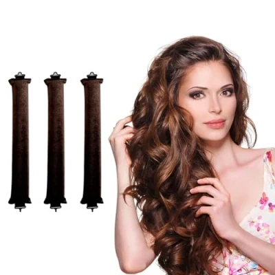 Image de 3 Pièces Bigoudis Cheveux,Boucle Sans Chaleur,Rouleau Cheveux,Fer à Friser Chaleur Pour Tous Types de Cheveux,Pour Grandes Boucles Outils Coiffure Bricolage
