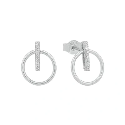 Image de Amor boucles d&#039;oreilles clous pour femme en argent sterling 925, avec zircone synthétique, 1,1 cm, argent, livrées dans une boîte cadeau, 2026204
