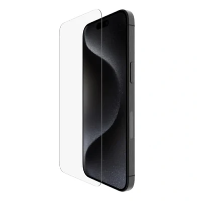 Image de Belkin Protection d&#039;écran antimicrobienne ScreenForce UltraGlass 2, verre pour iPhone 15 Pro Max, antirayure, note 9H, fin, support Easy Align inclus pose sans bulle d&#039;air
