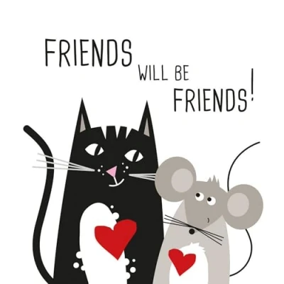 Image de Lot de 20 serviettes en papier avec motif amitié chat et souris Idéal également pour le découpage la technique des 33 x cm