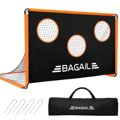 Image de BAGAIL But de Football 2 en 1 conçu Filet avec But, livré Un Sac à Main Portable, Facile Assembler, Parfait pour la Formation tir Jardin et Divertissement, 6 x 8 Pieds