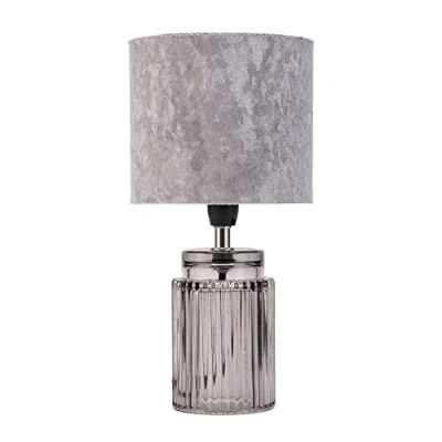 Image de Pauleen 48213 Poser Classy Velvet Max. 20 Watt, Lampe de Chevet d’Aspect Glamour en Velours, E14, Satin, Gris, Verre fumé