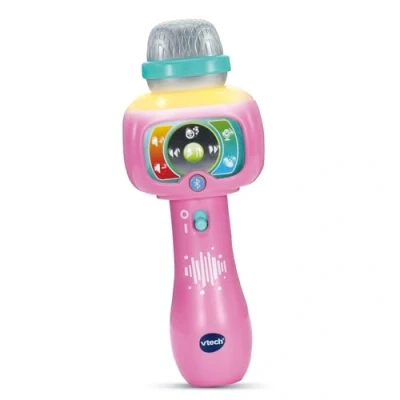 Image de VTech Super Micro Magic&#039;Fun Rose, Microphone Karaoké Enfant Sans Fil, Bluetooth Lumineux Qui Modifie la Voix et Change de Couleur, Jouet Musical, Cadeau Dès 2 Ans Contenu en Français