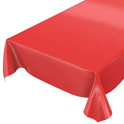 Image de Anro Nappe en Toile cirée lavable, uni, brillant, cirée, rouge, Schnittkante 200 x 140cm