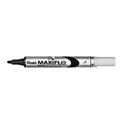 Image de Pentel Maxiflo Lot de 12 Marqueurs effaçables à sec pour tableau blanc Pointe conique moyenne encre liquide Noire