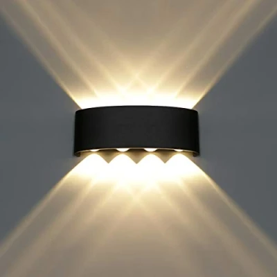 Image de HAWEE Moderne Lampe Murale LED Applique Up Down Imperméable Aluminium Lèche murs Intérieur Extérieur pour Salle de Bains Porche Chambre à Coucher Couloir Salon Escalier, 8W Blanc Chaud