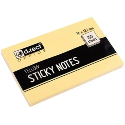 Image de D.RECT Notes autocollantes 76 x 127 mm 100 feuilles Jaune