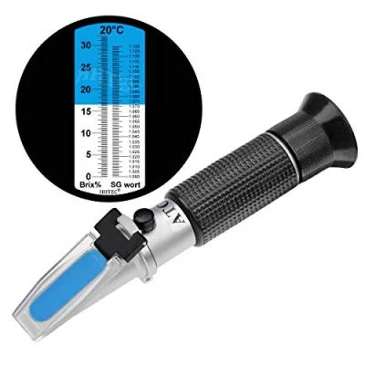 Image de HHTEC Réfractomètre à bière 0 32 Brix 1.130 SG Appareil de Mesure la teneur en Sucre du moût SG, jus Raisin