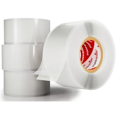 Image de POPPSTAR 4x 3m ruban en silicone auto fusionant (auto amalgamant, vulcanisant), isolant et bande d&#039;étanchéité (eau, air), 25 mm de large, transparent