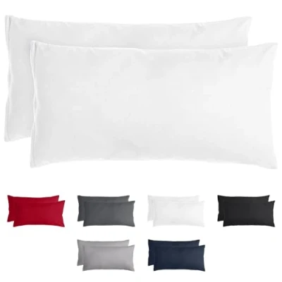 Image de Komfortec Lot de 2 taies d&#039;oreiller 40 x 80 cm en Microfibre brossée, avec Fermeture éclair, Respirante et Douce Blanc