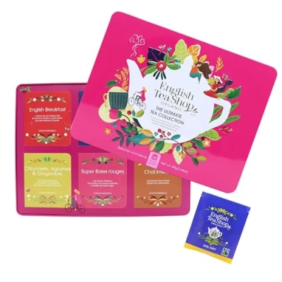 Image de English Tea Shop Coffret thés et infusions Collection des 6 classiques 36 sachets de d&#039;infusions bio dans une belle boite à thé en métal Idée cadeau femme offrir