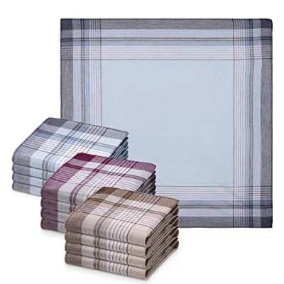 Image de JEMIDI 12x mouchoirs tissus homme Lot de 12 40 x cm réutilisables en coton Lavables machine et compatibles avec sèche linge