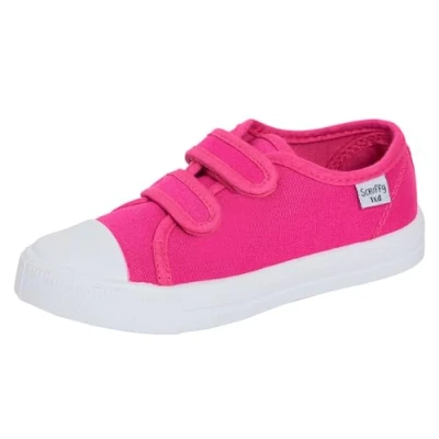 Image de Chaussures en toile pour enfants garçons filles escarpins unisexes faciles à fixer Plimsolls décontractées, rose fuchsia, 31 EU