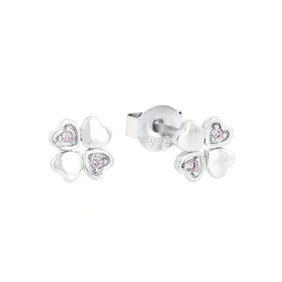 Image de Amor Boucles d&#039;oreilles à tige en argent sterling 925 pour fille, avec zircone synthétique, 0,7 cm, rose, papillon, livré dans une boîte cadeau, 9210015